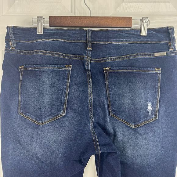 Kancan Dark Blue Wash Distressed Skinny Stretch Mid Rise Denim Jeans 2XL - Picture 6 of 14